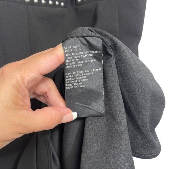 XSCAPE Cocktail Studded Bodycom Mini Dress in Black Size 6 - Picture 9 of 11